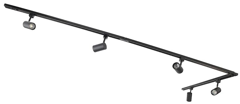 Модерна релсова осветителна система с 5 прожектора черна 1-фазна - Iconic Jeana
