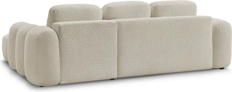 Бежов сгъваем/с място за съхранение ъглов диван от прежда с примки от букле (десен ъгъл) Montaigne – Bobochic Paris