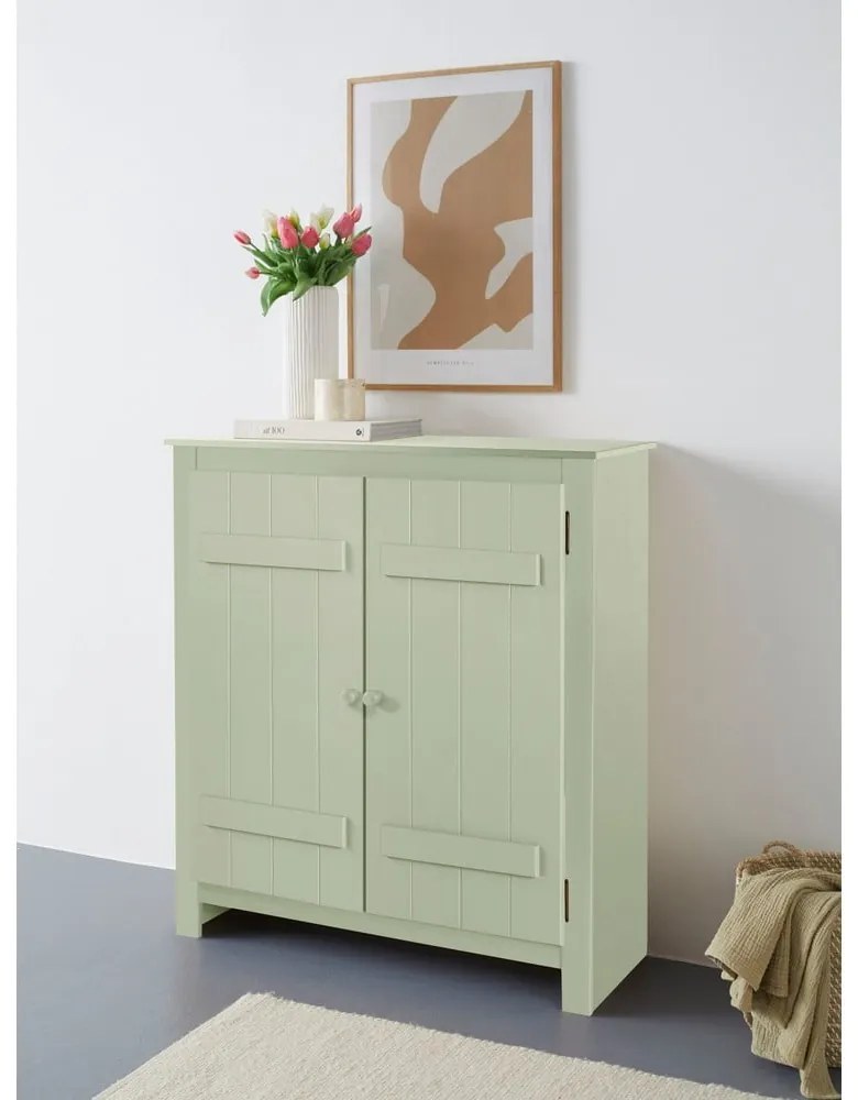 Светлозелено шкафче от масивен бор 100x110 cm Bertram – Støraa