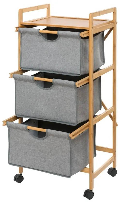 Сив/кафяв бамбуков рафт за баня 44x96 cm Bahari – Wenko