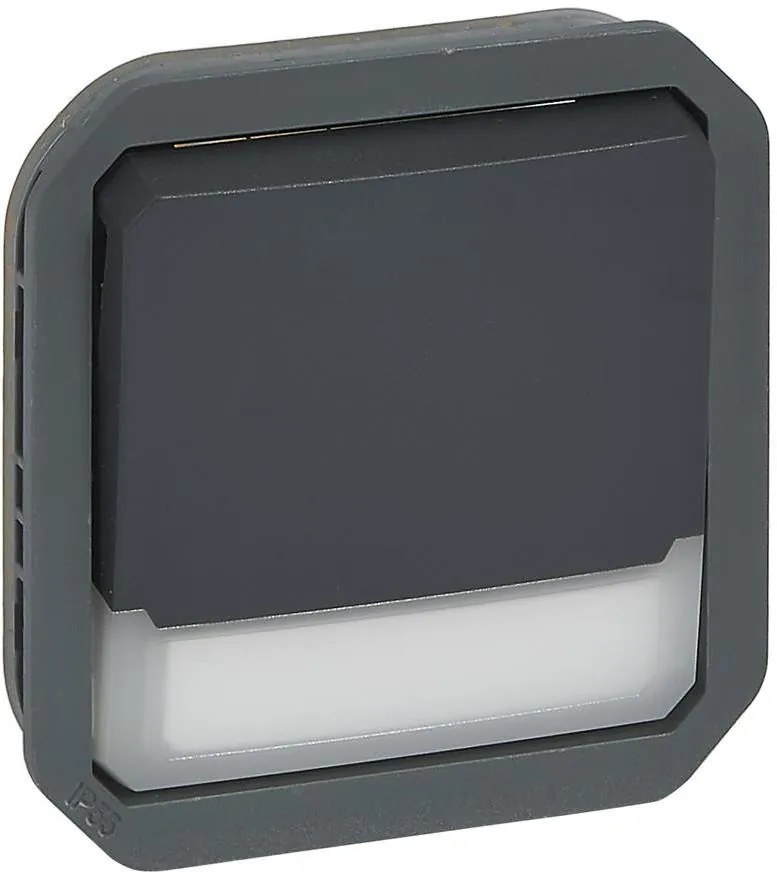 Legrand Бутон NO/NC с подсветка 12V и етикет механизъм цвят Антрацит IP55 Plexo New  - 069814L