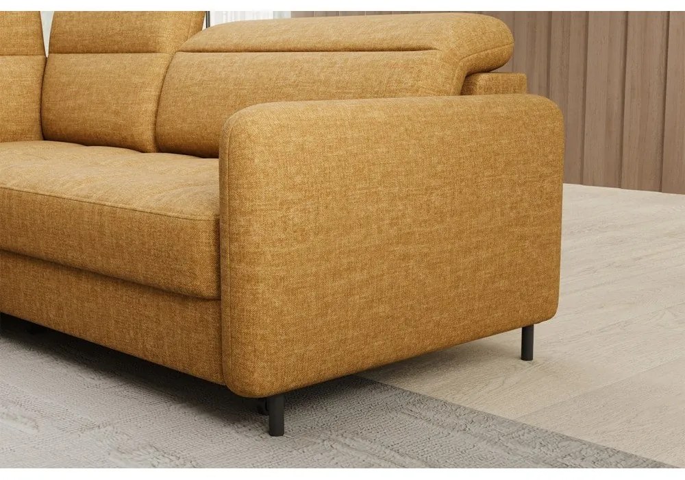 Жълт кадифен разтегателен ъглов диван с място за съхранение (ляв ъгъл L форма) Barea – ELTAP