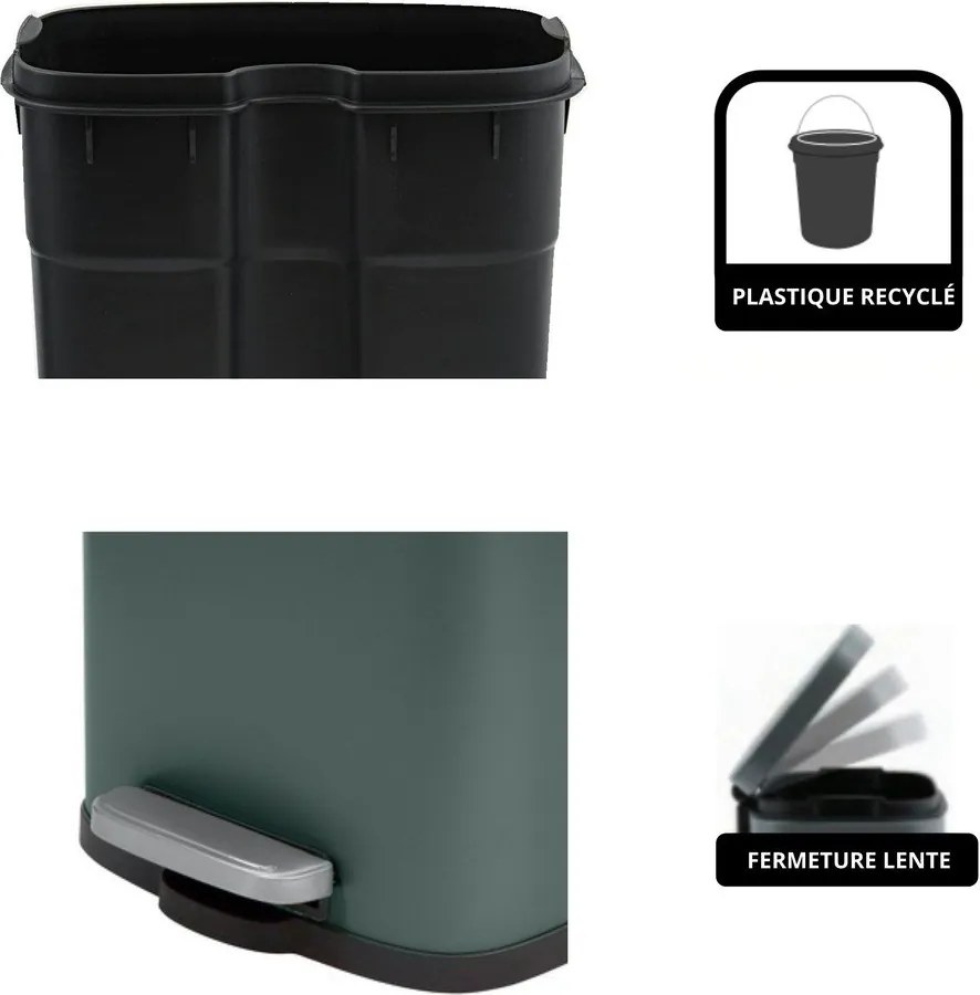 Тъмнозелено стоманено кошче за боклук с педал 5 l Akira – Spirella