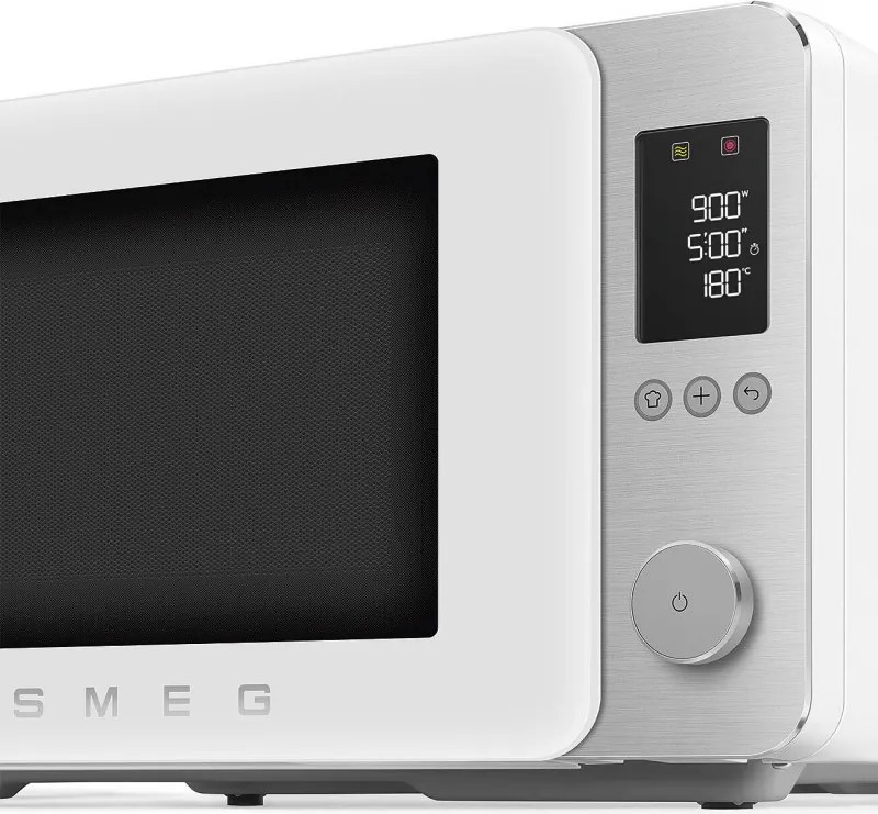 Комбинирана микровълнова фурна с горещ въздух SMEG Collezione MOC02WHMEU, 900W, 27 л, 25 програми, Плавно затваряне, Индивидуални настройки, Бял мат