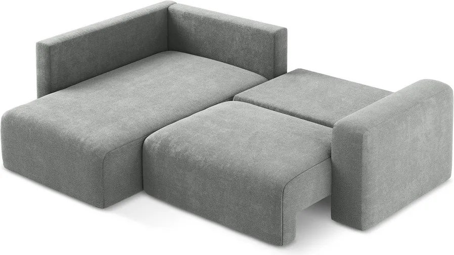 Сив шенилов сгъваем/с място за съхранение ъглов диван (ляв ъгъл/L форма) Kona – Makamii
