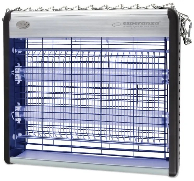 Лампа против комари Esperanza EHQ003, Ултравиолетова светлина, 12W, До 50 м2, 1600V, 120 см кабел, Бял