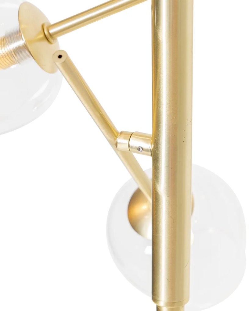 Класическа подова лампа златиста със стъкло 5-светлина - Elien