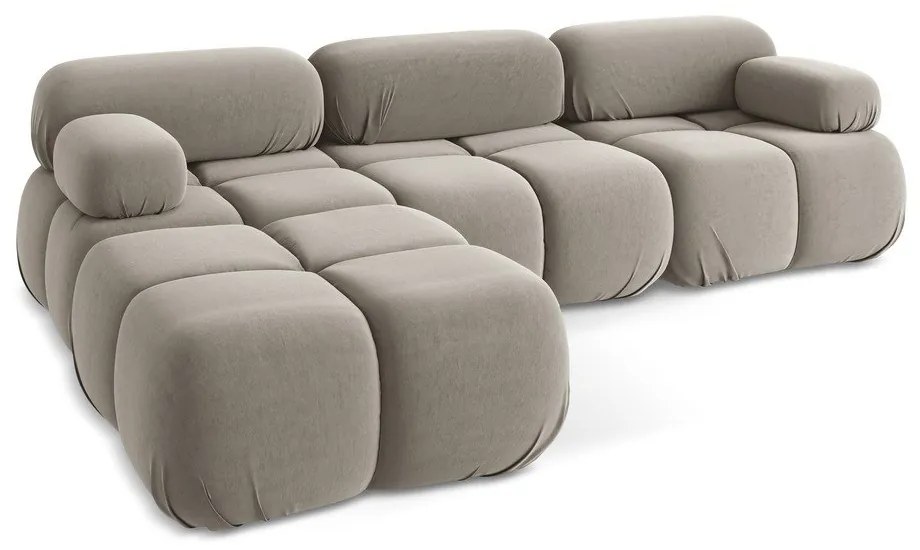 Бежов кадифен модулен ъглов диван Lokua – Makamii