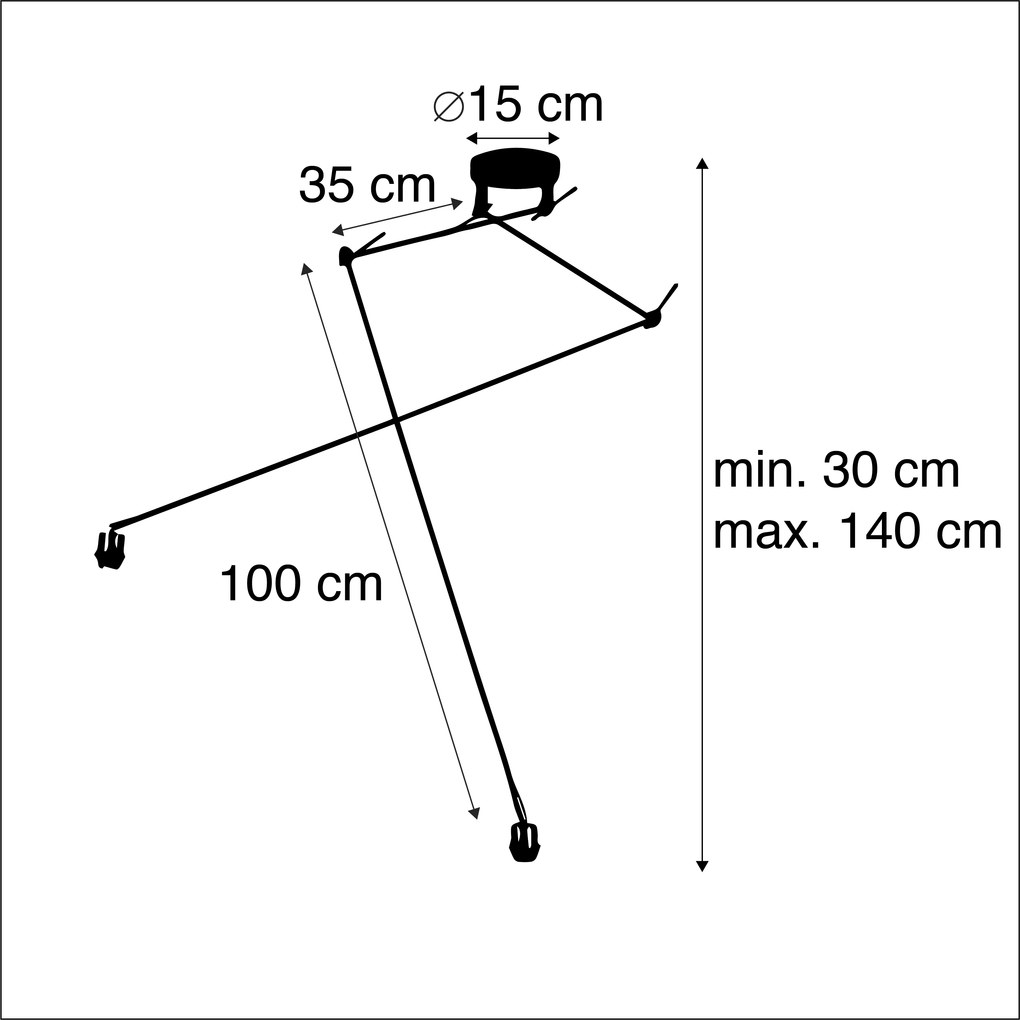 Модерен висящ аплик стомана без абажур 2-светлина - Blitz