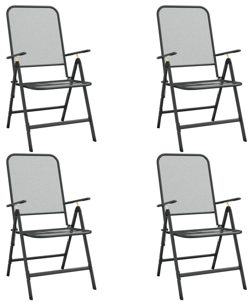 317341 vidaXL Сгъваеми градински столове, 4 бр, просечена мрежа, антрацит