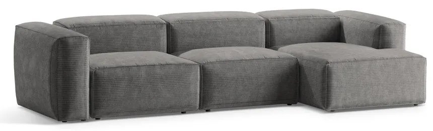 Светлосив ъглов диван от рипсено кадифе (десен ъгъл) Bergano – Cosmopolitan Design