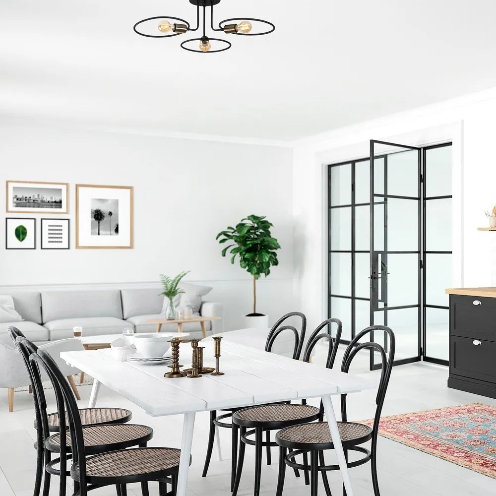 Черно осветително тяло за таван Circle – Opviq lights