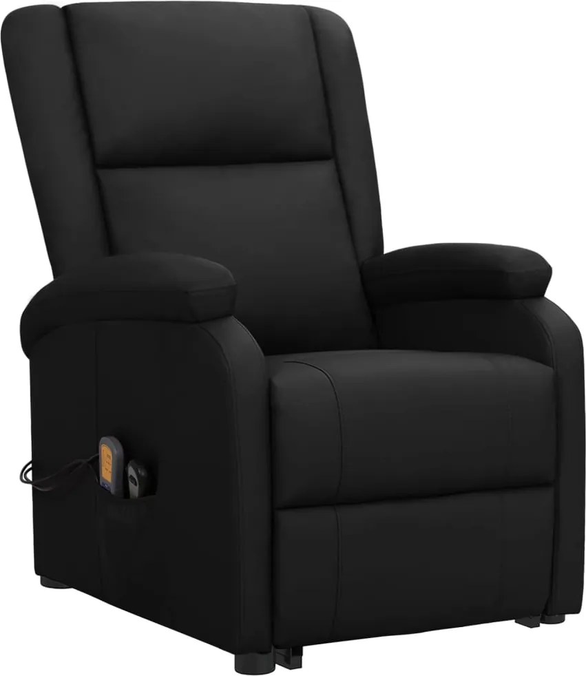 329685 vidaXL Изправящ стол, черен, изкуствена кожа