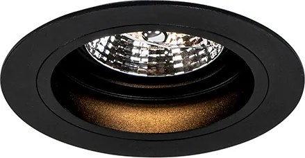 Кръгъл вграден прожектор черен регулируем - Chuck 70