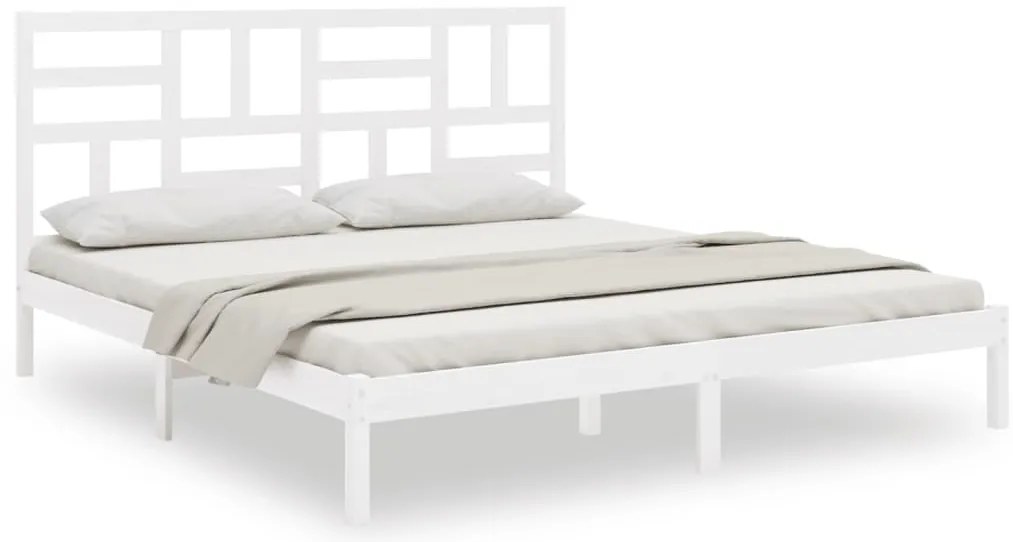 3105966 vidaXL Рамка за легло, бяла, дърво масив, 180x200 cм, Super King