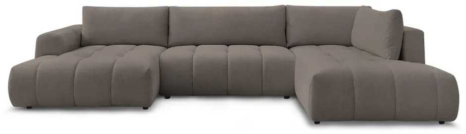 Кафяво-сив сгъваем/с място за съхранение ъглов диван (десен ъгъл/U форма) Fuji – Bobochic Paris