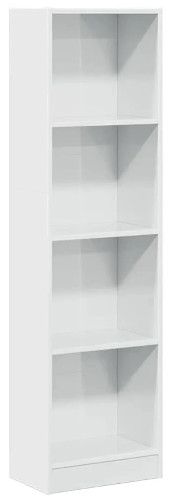 858304 vidaXL Библиотека, бял гланц, 40x24x143 см, инженерно дърво