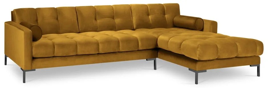 Ъглов диван от жълто кадифе , десен ъгъл Bali - Cosmopolitan Design
