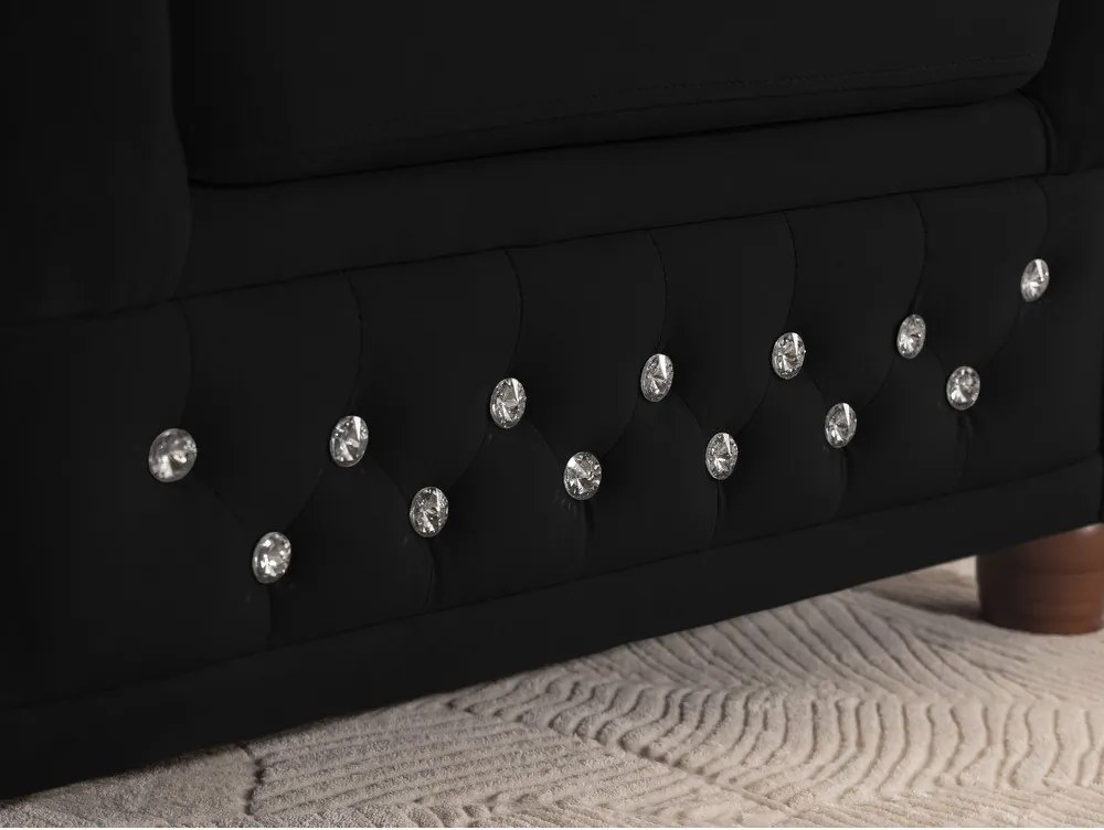 Черен кадифен разтегателен ъглов диван (ляв ъгъл L форма) York Blik – Ropez