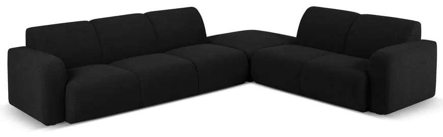 Черен ъглов диван от плат букле (десен ъгъл) Molino - Micadoni Home