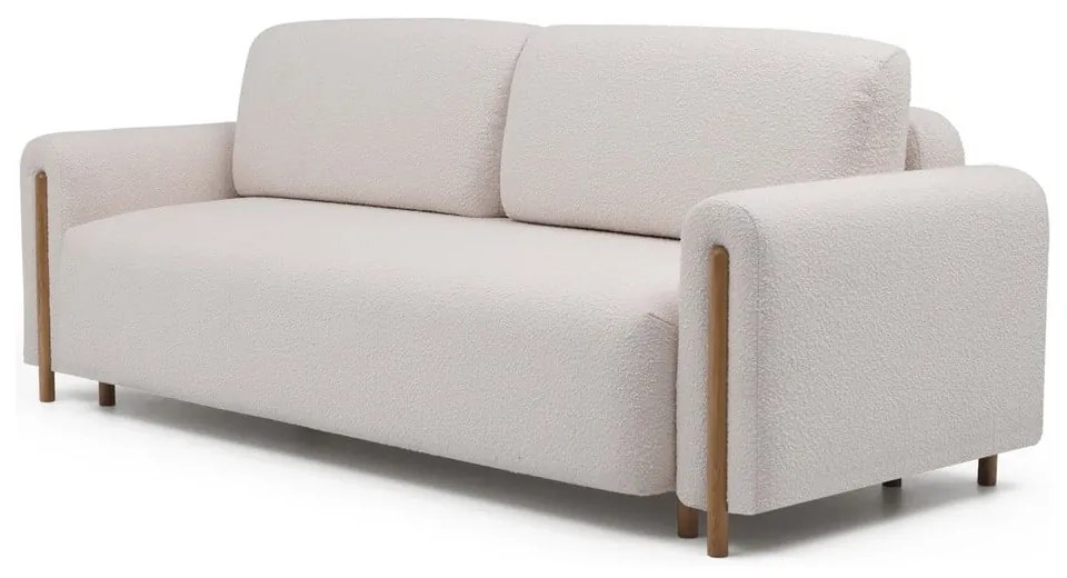 Бежов/кремав сгъваем/с място за съхранение диван от прежда с примки от букле 244 cm Arcadova – ELTAP