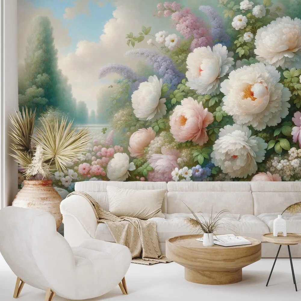 Тапет – Пастелна цветна градина
