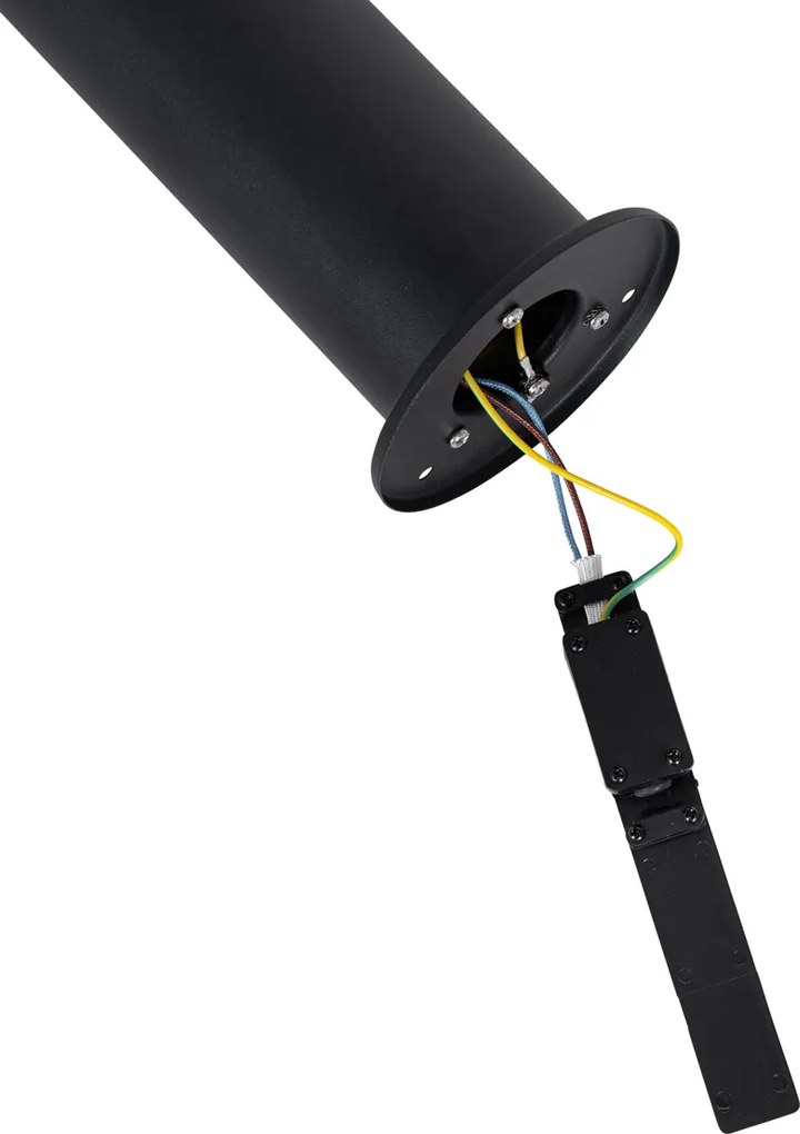 Стояща външна лампа черна с опал абажур 70см - Odense