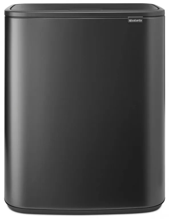 Кош за боклук Brabantia Bo Touch 1008859, 2x30 л, Плавно и безшумно отваряне, Голям отвор, Тъмносив