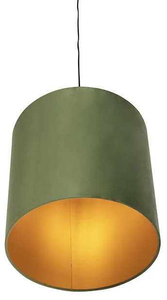 Висяща лампа с кадифен абажур зелен със злато - Combi