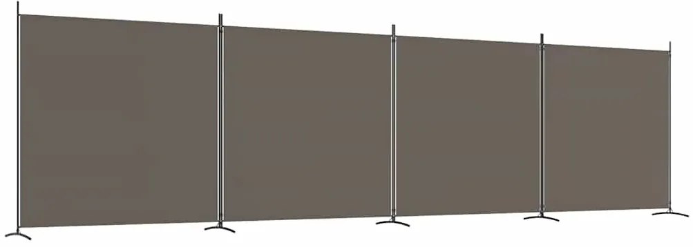 350284 vidaXL Параван за стая, 4 панела, антрацит, 698x180 cм, текстил