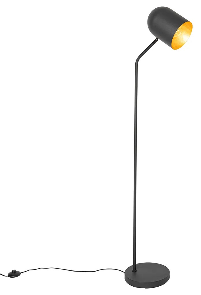 Модерна подова лампа черна със злато регулируема - Morik