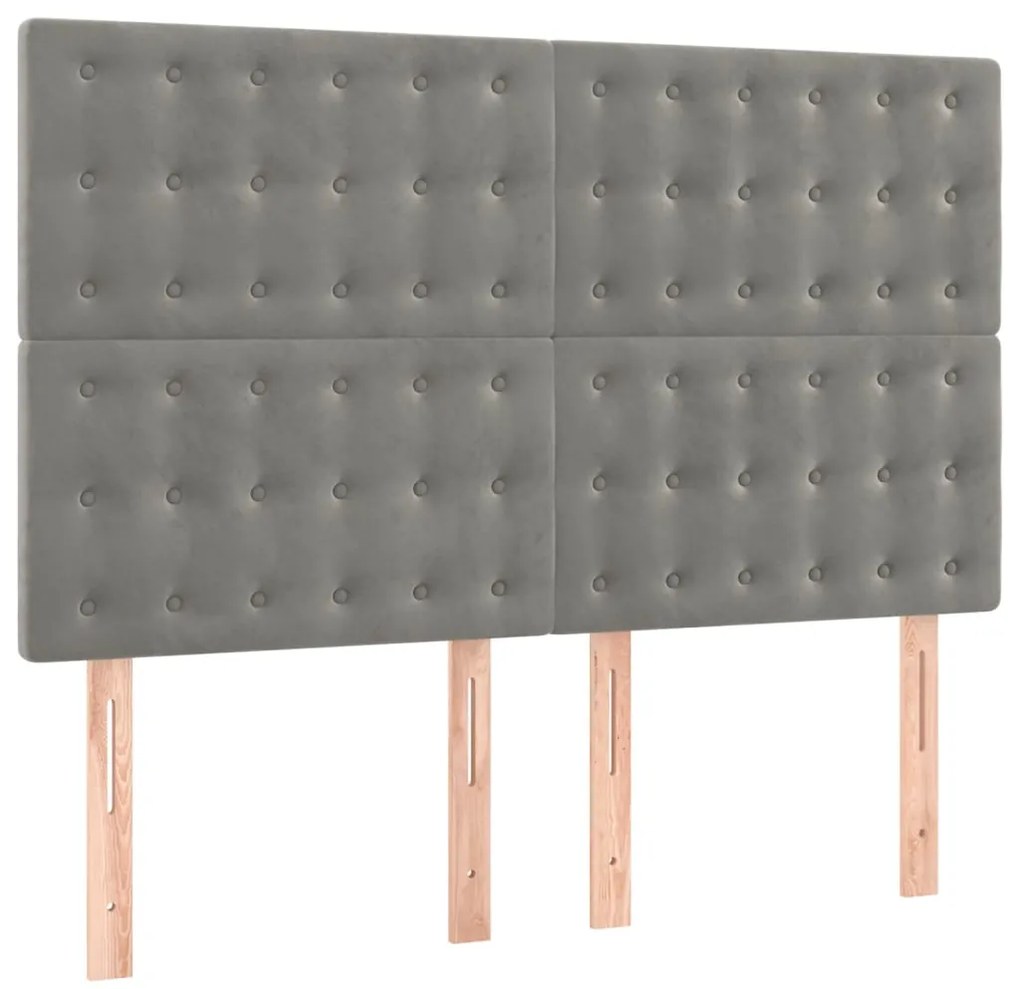 3116814 vidaXL Табла за легло, светло сива, 144x5x118/128 см, кадифе