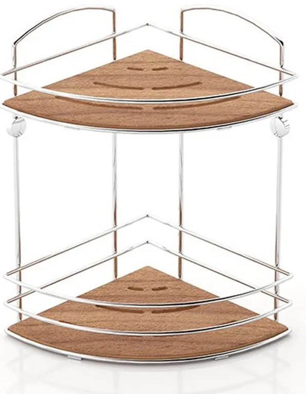 Ъглова етажерка за баня TEKNO TEL BK-074 , 2 нива , дърво