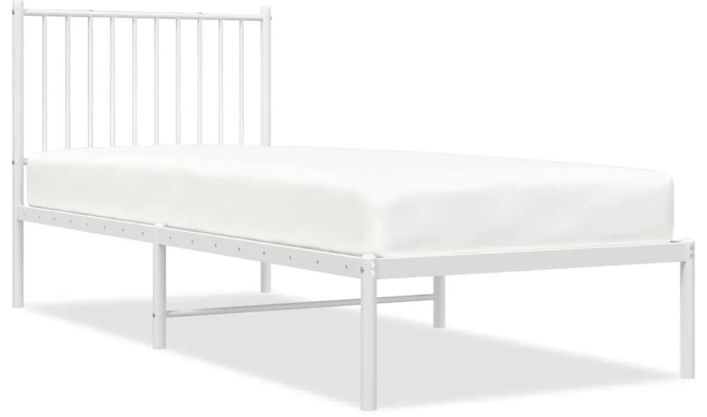 350922 vidaXL Метална рамка за легло с горна табла, бяла, 80x200 см