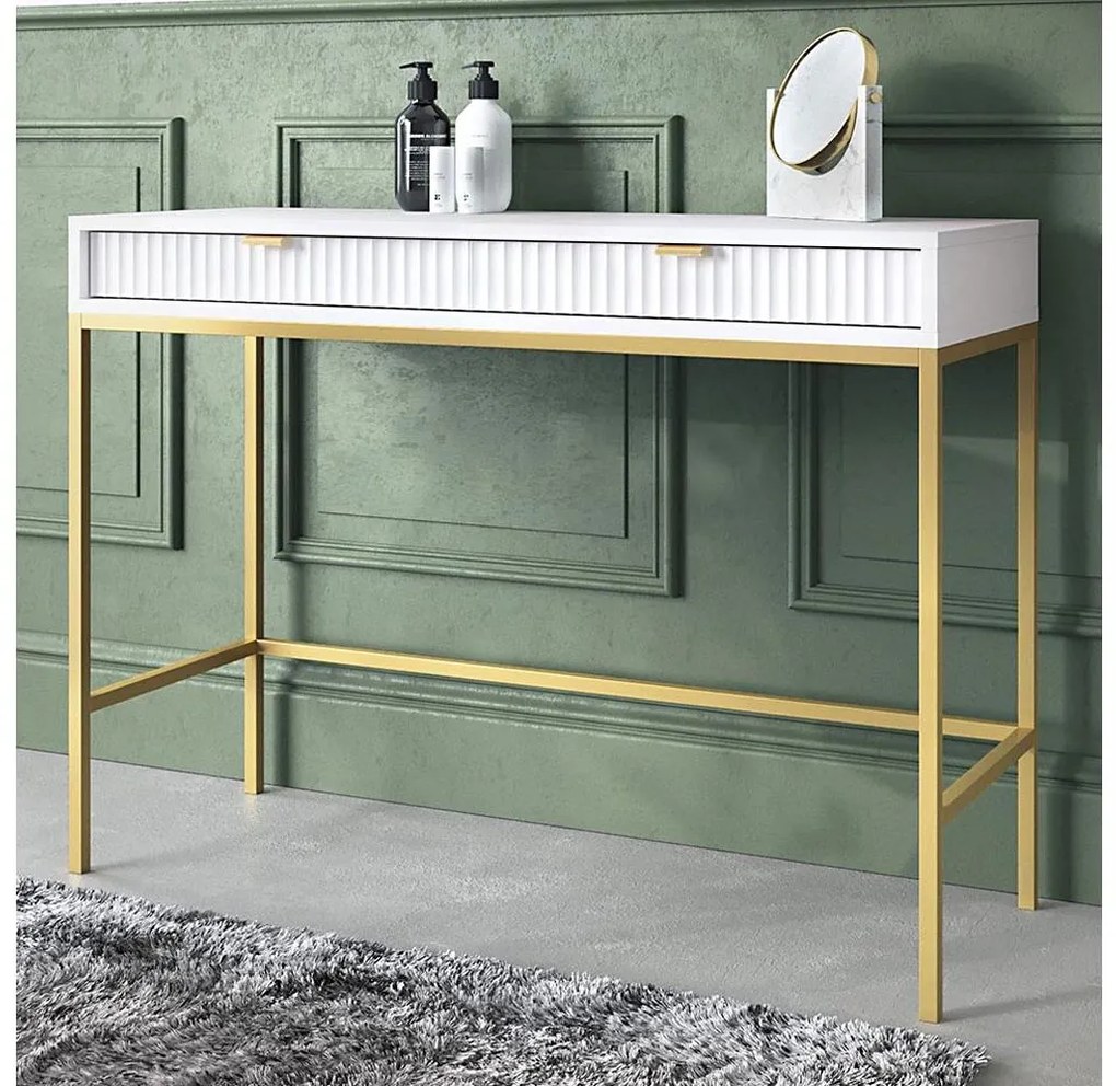 Конзолна маса NOVA 77x104 см бяла/златна