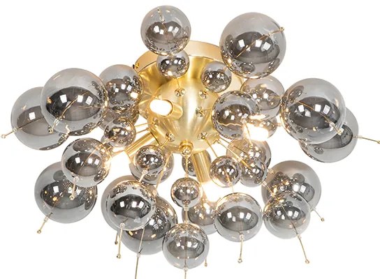 Дизайнерски таванна лампа месинг с опушено стъкло 4-светлина - Explode