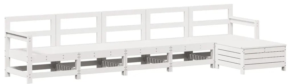 3250861 vidaXL Градински комплект диван от 6 части, бял, масивно дърво бор
