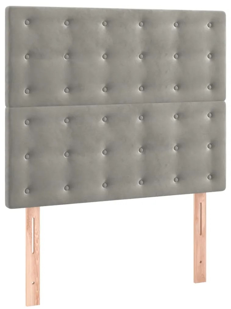 3116808 vidaXL Горни табли за легло, 2 бр, светлосиви, 100x5x78/88 см, кадифе