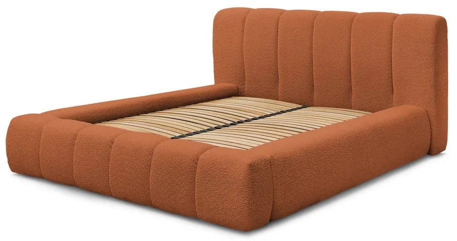 Оранжево двойно тапицирано легло с място за съхранение с включена подматрачна рамка 160x200 cm Denali – Bobochic Paris