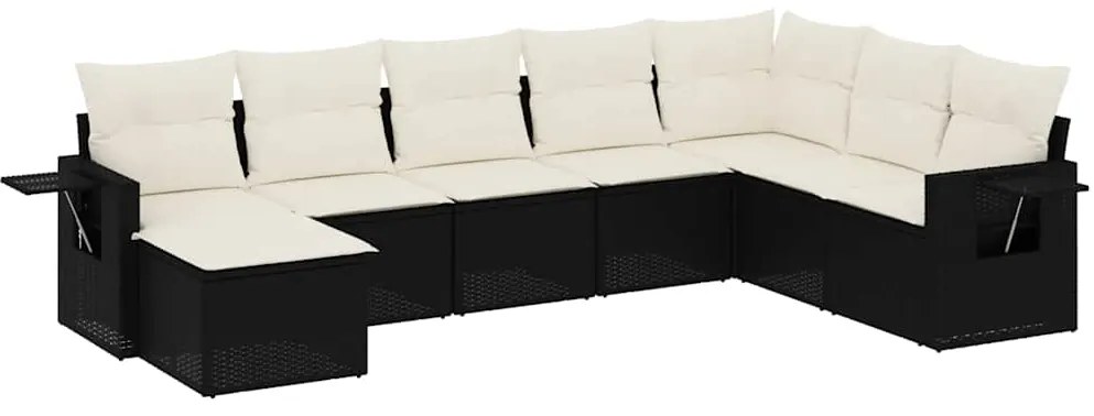 3252893 vidaXL Градински комплект диван с възглавници 8 части черен полиратан
