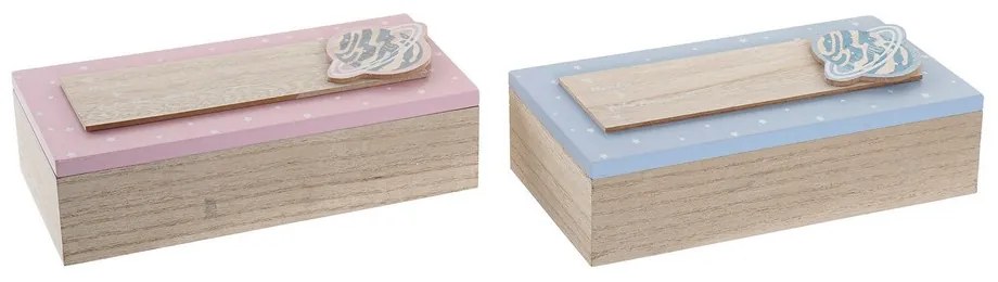 Декоративна кутия DKD Home Decor Дървен MDF (2 pcs) (22 x 6 x 9 cm)