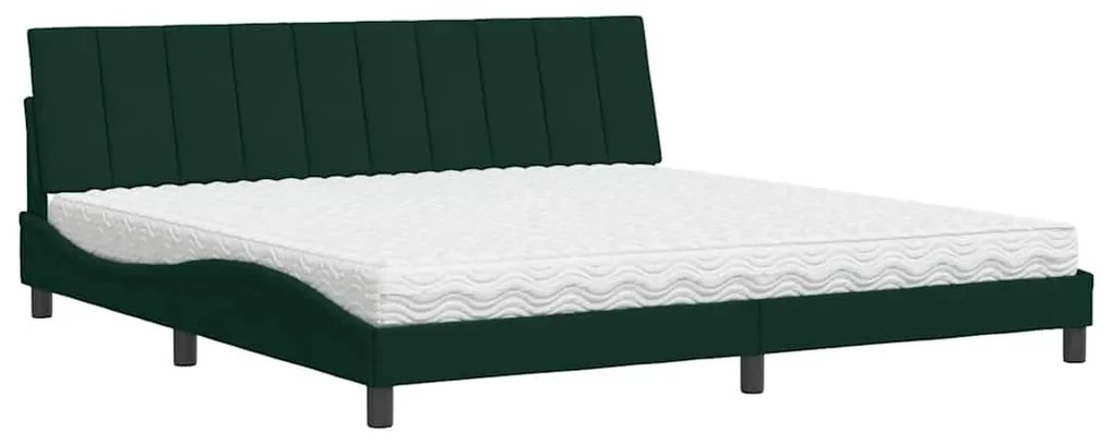 3208619 vidaXL Легло с матрак Hanko, тъмнозелено, 200x200 см, кадифе
