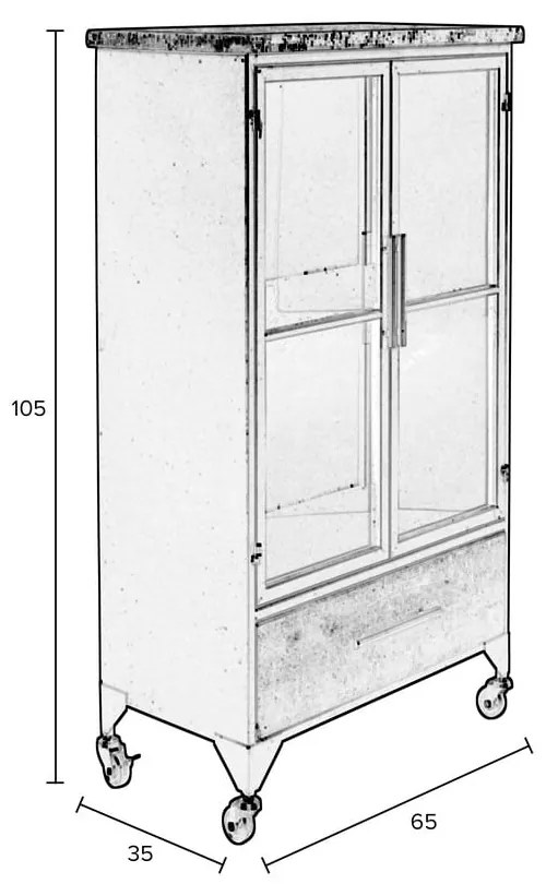 Черен метален шкаф 65x105 cm Ferre - White Label