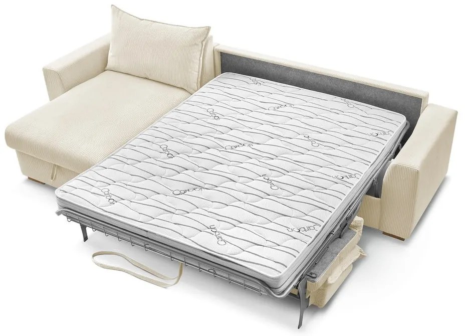 Кремав разтегателен ъглов диван от рипсено кадифе (променлив) Augustin – Bobochic Paris