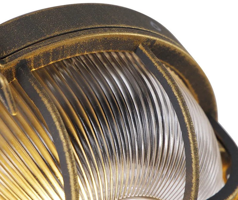 Стенна и таванна лампа златиста/месинг кръгла IP44 - Noutica