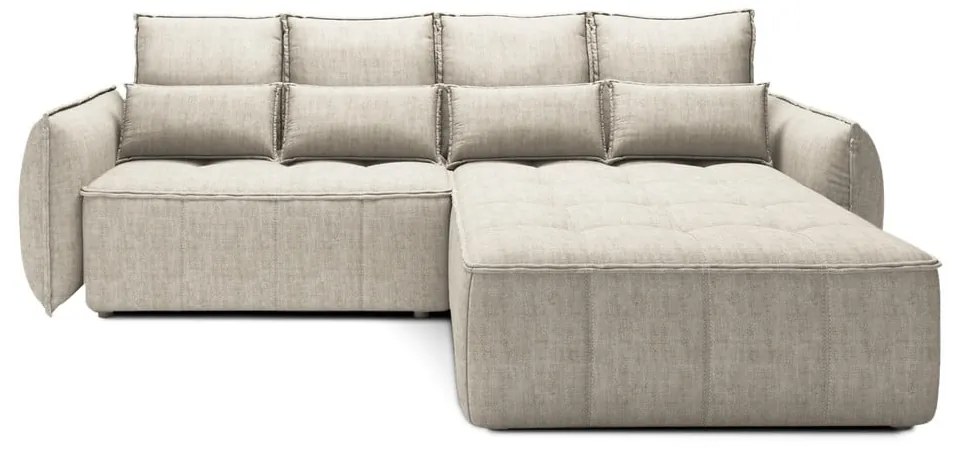 Бежов кадифен сгъваем/с място за съхранение ъглов диван (десен ъгъл) Campo – ELTAP