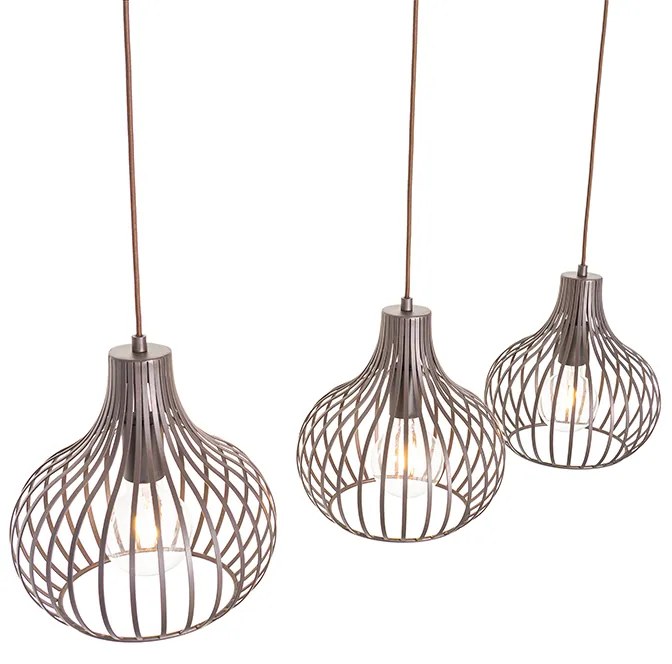 Модерно висящо осветително тяло кафяво овално 3-светлина - Saffira