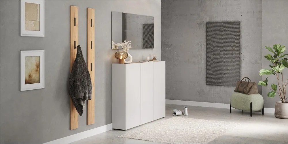 Кремаво шкафче с дъбов декор 138x105x25 cm Libbiano – Germania