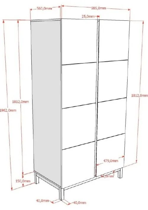 Бял детски гардероб 99x196x58 cm Eva – Vipack