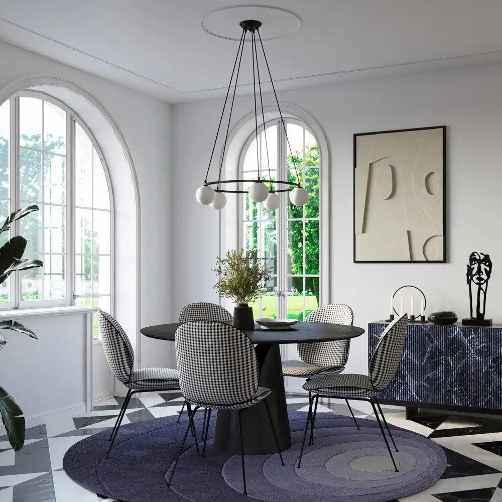 Бяло/черно висящо осветително тяло със стъклен абажур Umerta – Sollux